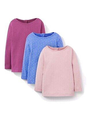 3x Pack Girls J0HN LEWIS Kids Long Sleeve Pure Cotton Tops Age 0-4 Years *NEW*