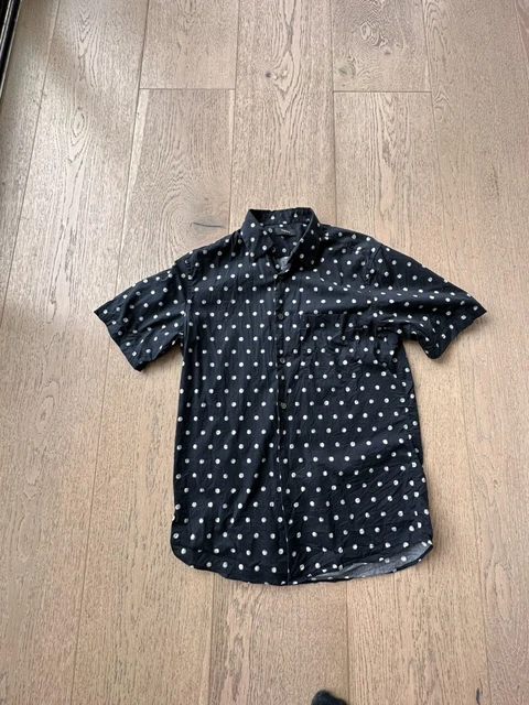 Theory Men's Blue and White Polka Dot Short Sleeve Button Down Shirt Size XS