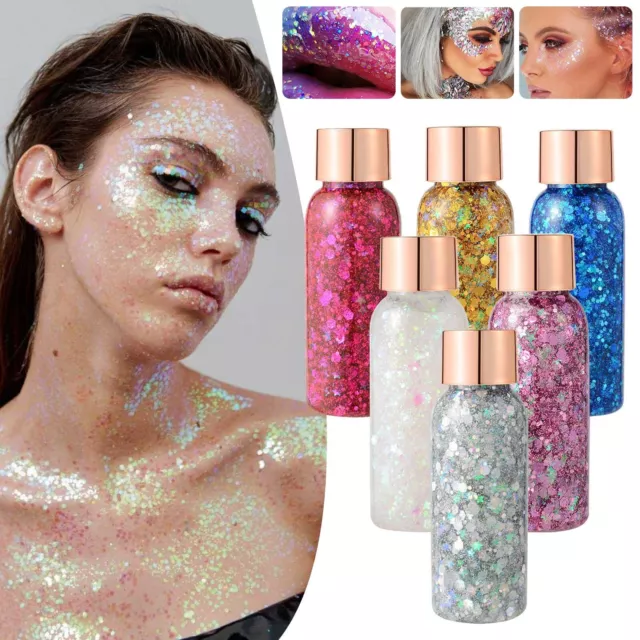 Body Glitter Gel Face Glitters Body Gel Sequins Liquid Eyeshadow Chunky Glitter.