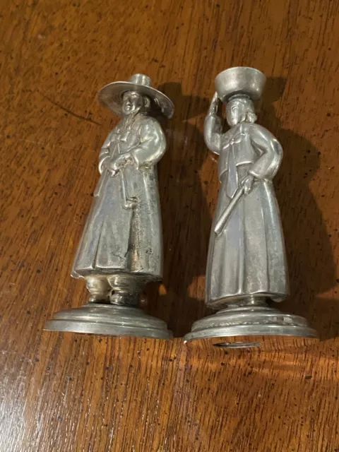 Vintage Japanese 950 Silver Figural Asian Man & Woman Salt Pepper Shakers