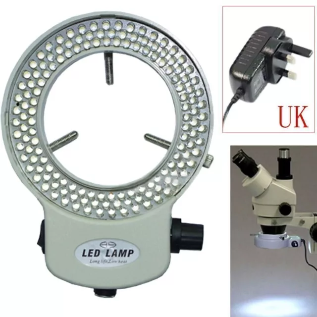 144 LED Adjustable Ring Light Illuminator for Stereo Microscope White UK Plug