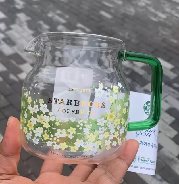 Starbucks Korea Sakura Coffee Mug Pear Blossom Glass Cup Milk jug pot 570 ml