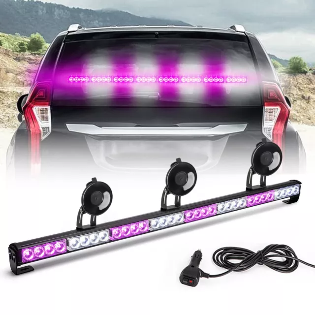 35" Purple White Traffic Advisor Emergency Strobe Light Bar Funeral Procession