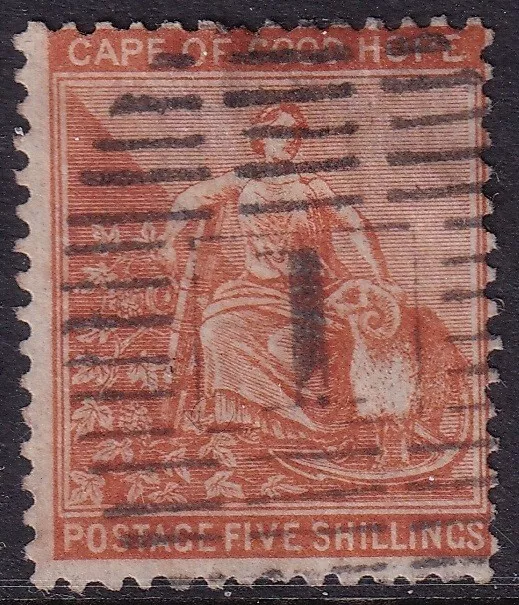 CAPE of GOOD HOPE NUMERAL POSTMARK "1" CAPE TOWN 16 BAR 5.6.5.  on 5s WMK CC