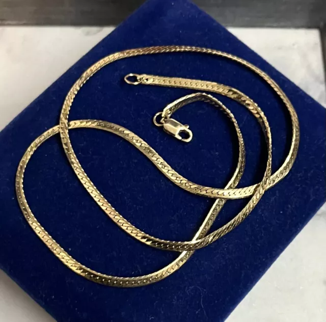14k Gold Filled Flat Cuban Link Chain 19” Gf Vtg 6.9g 2.7mm Necklace Art Deco 2