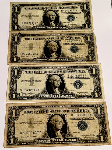 U.S. Money Paper Currency Series 1957 Dollar Bill Silver Certificate Blue Seal