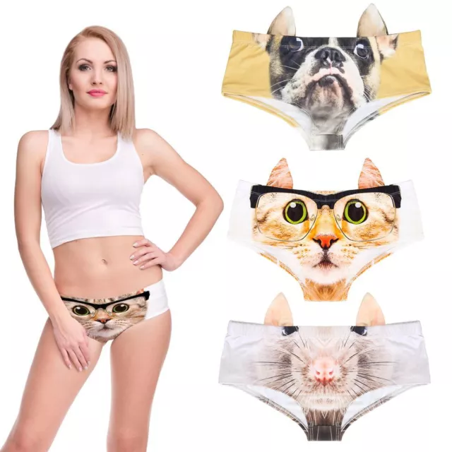 Up Bull Dog Cheetah Sexy Pig Cat Underwear 3D Printing Women Panties Animals