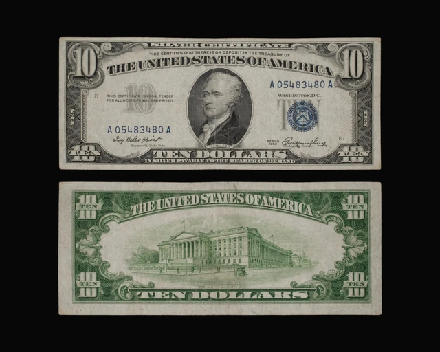 1953 $10 Silver Certificate VF condition Fr. 1706 US Currency Tough Series Note