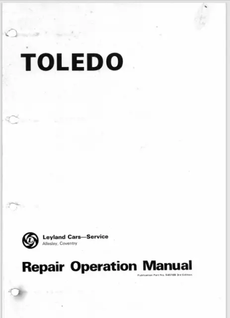 Triumph Toledo Repair Operation Manual 1977 545168 3rd Edition Reprint