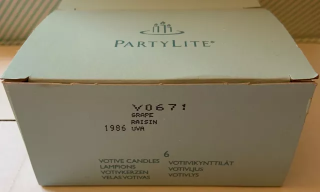 LOT OF 6 Retired PartyLite Votive Candles Grape Raisin New in Box $12. ...