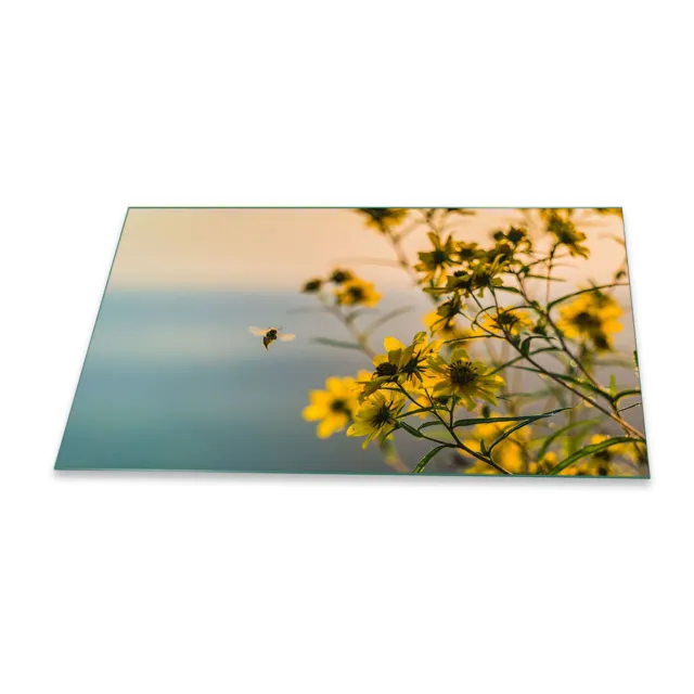 Placa de cubierta de cocina Ceran 90x52 flores cubierta amarilla vidrio protección contra salpicaduras cocina decoración