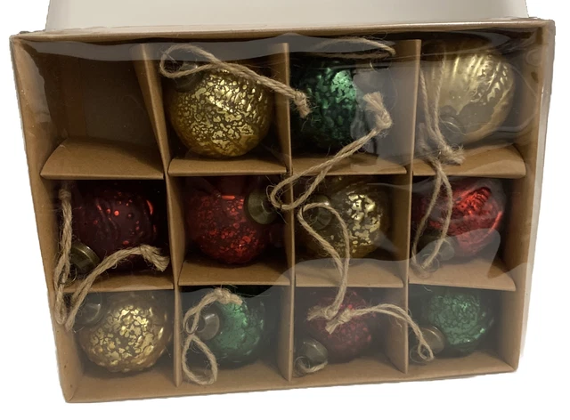 John Lewis Classic Vintage Look Hand Blown Glass Christmas Tree Baubles x 11
