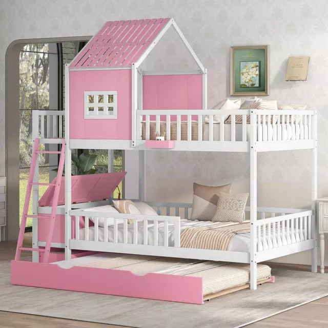 Farmhouse Style Full Over Full House Bunk Bed wTwin Size Bedframe - New in boxes