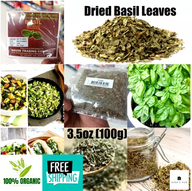 Basil Dried Organic Ocimum Leaves Herb Chopped Great Sweet Dried Leaves 3.5oz