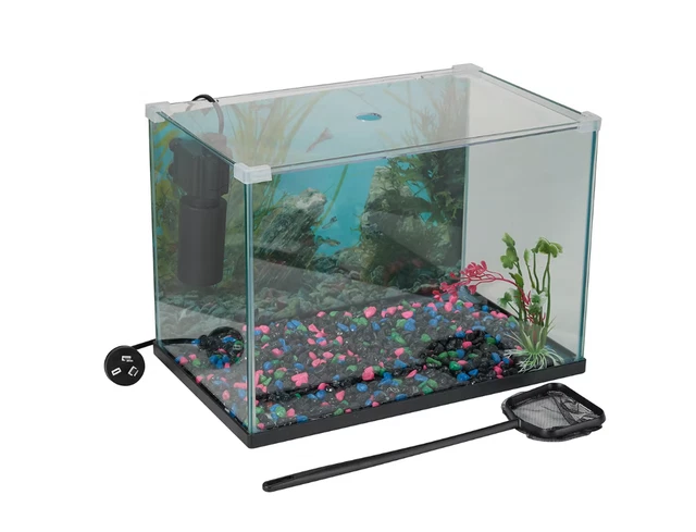 20 Litre Fish Aquarium Tank Starter Kit Pack With Accessories And Glass Fish Net 2
