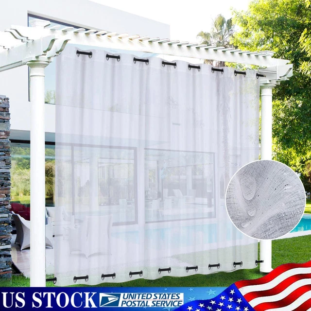 Outdoor Curtains Pergola Patio Sheer Windproof Gazebo Drape Top & Bottom Eyelet