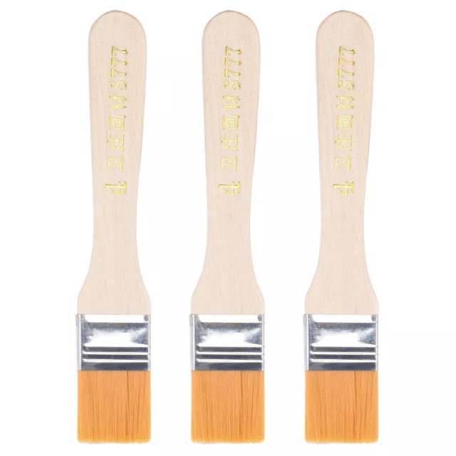 6" Paint Brush 1" Width Soft Nylon Bristle with Wood Handle Yellow 3Pcs