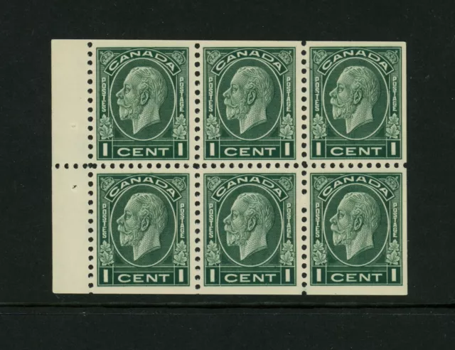 Canada Scott # 195B Booklet pane of 6 VF OG NH MNH 1c Stamps Cat $75