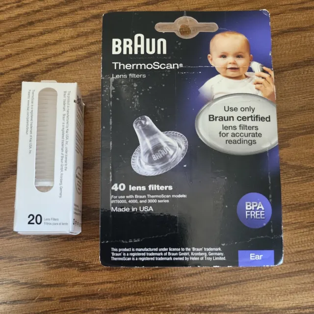 BRAUN ThermoScan Lens Filters for Ear Thermometers LF 20 Total of 60 Lens New
