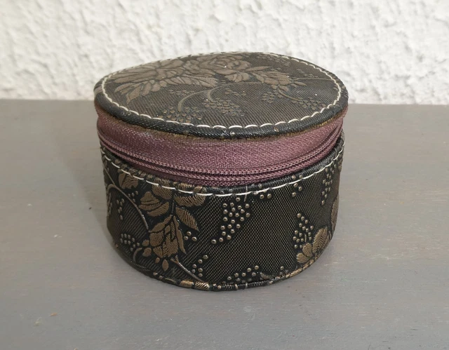 Boîte à Bijoux Petite Noire En Simili Cuir Avec Grille Et Zip - Neuf Avec étiquettes