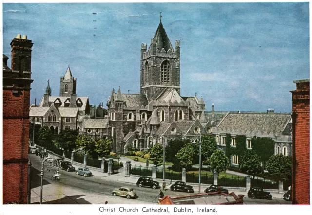 Vintage Continental Size Postcard Christ Church Cathedral Dublin Ireland 1957