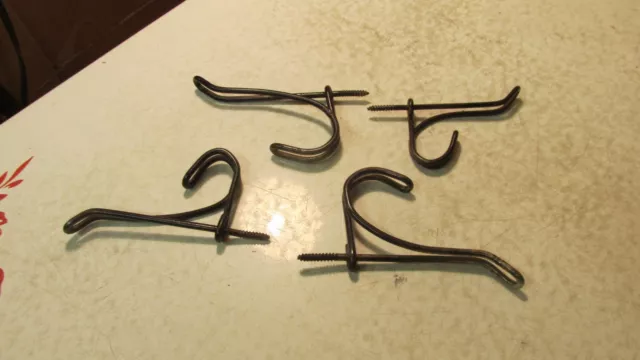4 Old Bent Wire Coat Hooks  No. 22