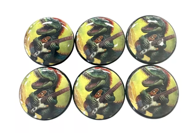 Cabinet and Drawer Knobs, Set of 6 Guitar Dinosaur Wood Cabinet Knobs