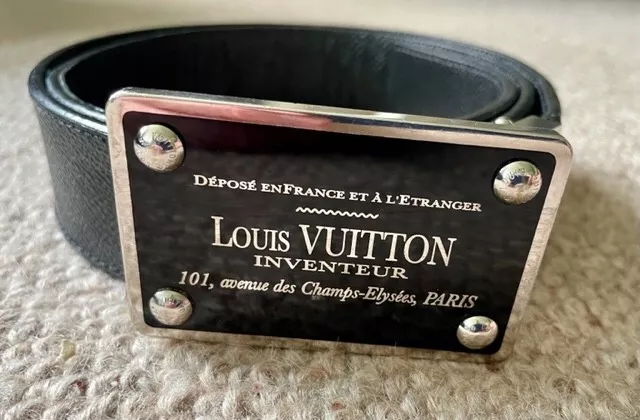 Louis Vuitton Monogram Kim Jones Belt Black Silver 40mm Size 100 MP034