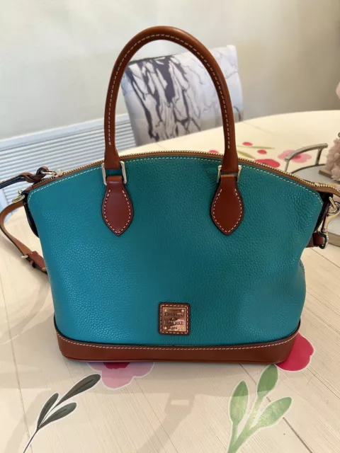 Dooney & Bourke Tiffany Blue Pebbled & Vachetta Sachel .. Handbag