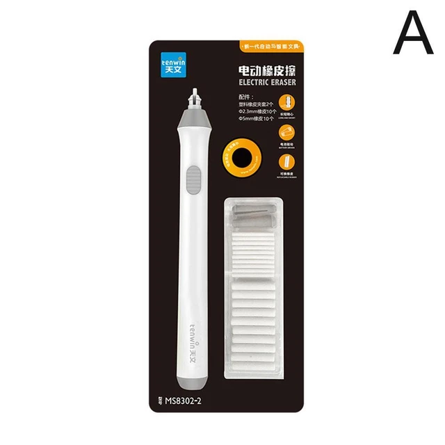 White Electric Eraser Kit Automatic Pencil RubbersRefills Artist Drafting Art N