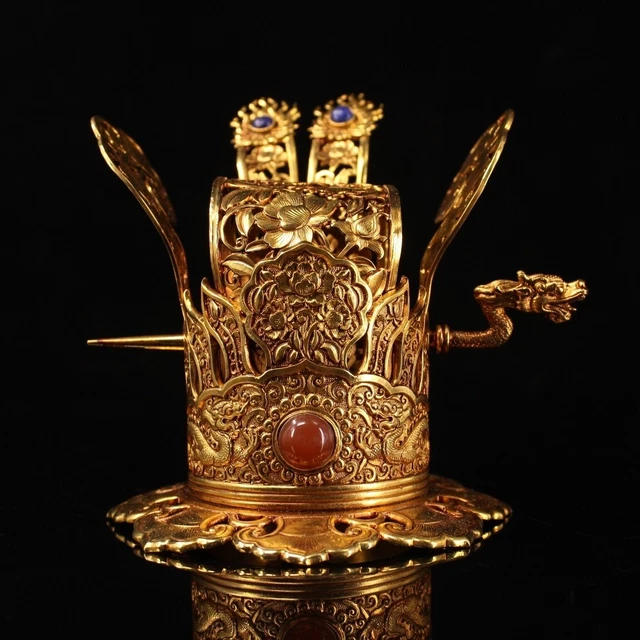 Handmade pure copper gilded official hats from Tang Dynasty collection