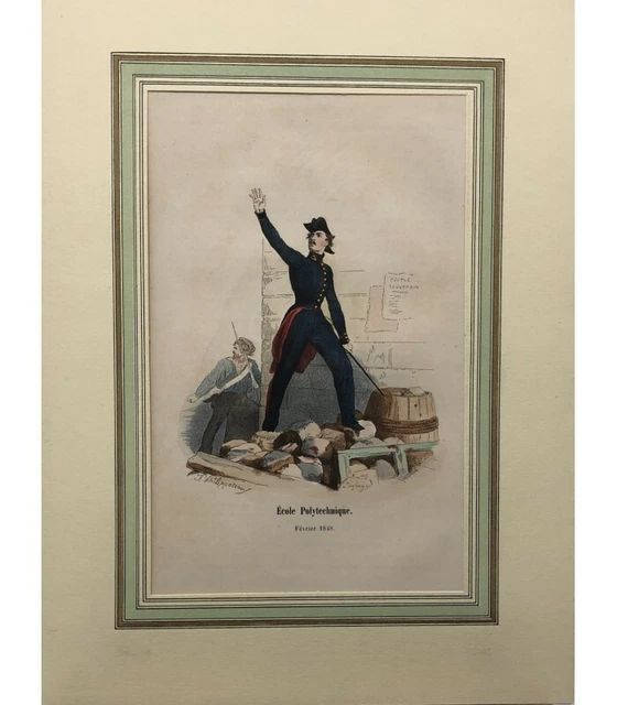 Ecole Polytechnique- Costume militaire "Février 1848"- Gravure originale