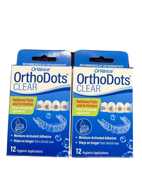 Paquete de 2 - OrthoDots TRANSPARENTE 12 unidades = 24 activados por humedad, alternativa de cera de silicona