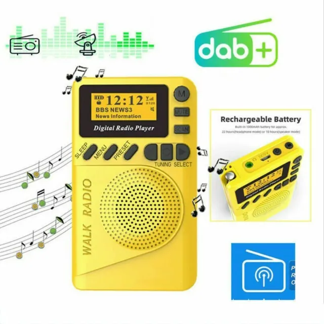 Mini Digital DAB + FM Radio MP3 Player LCD Display Speaker Portable Pocket