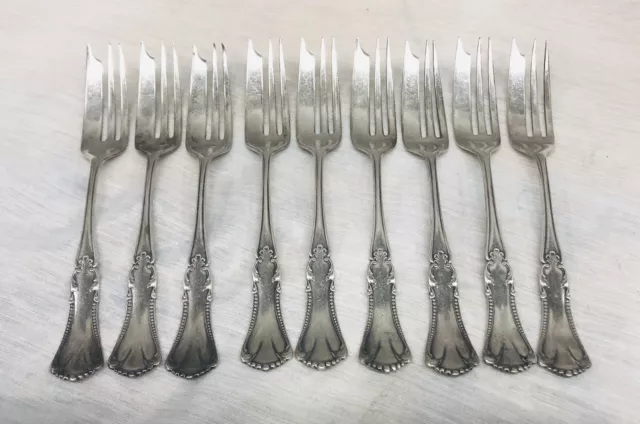ANTIQUE WM A Rogers Silver Plate Fish Salad Seafoods Forks Set Of 9 SxR ...