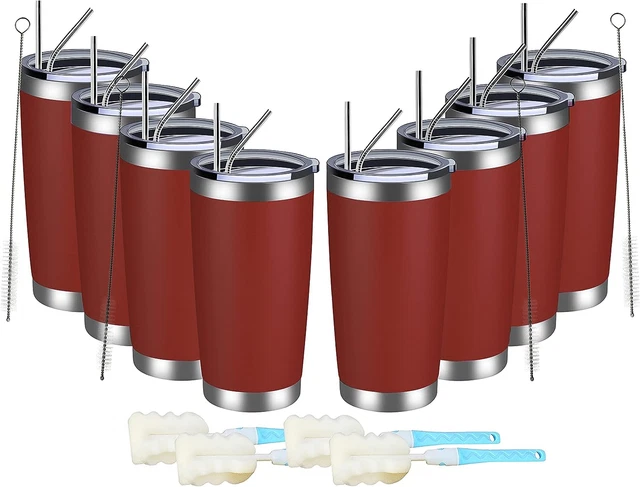 20Oz Tumbler 8 Pack Double Wall Vacuum Insulated Travel Mug Bulk, Stainless Stee