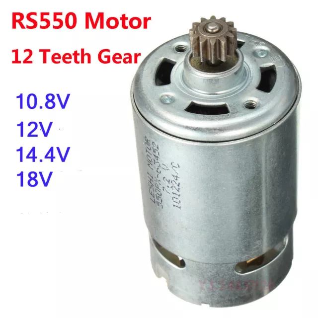 RS550 Motor 12 Teeth Gear 7.2V 12V 14.4V 18V For Cordless Drill Shaft Dia.3mm