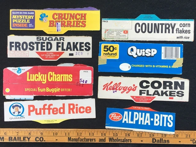 [ 1960s - 1970s Lot Of Cereal Box Tops - Cap'n Crunch, Quisp, Alpha-Bits, etc. ]