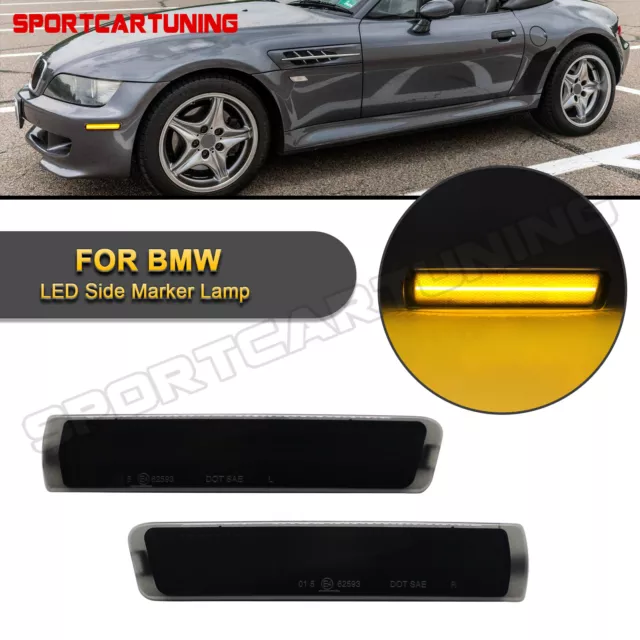 For BMW Z3 E36 1996-02 M Coupe Roadster Smoke LED Front Bumper Side Marker Light