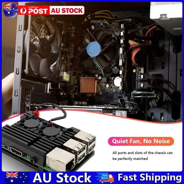 AU For Raspberry Pi 3 Model B B+ Aluminum Case Shell with Dual Cooling Fan
