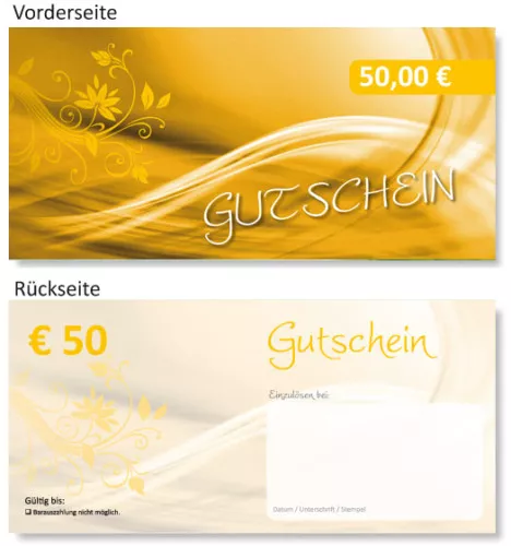 100 x 50 EURO Gutscheine Festwerte Geschenkgutscheine Gutscheinkarten TOP