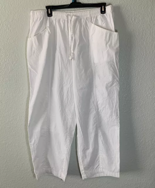 WOMAN WITHIN PANTS 26 W Pull On Elastic Waist White $12.99 - PicClick