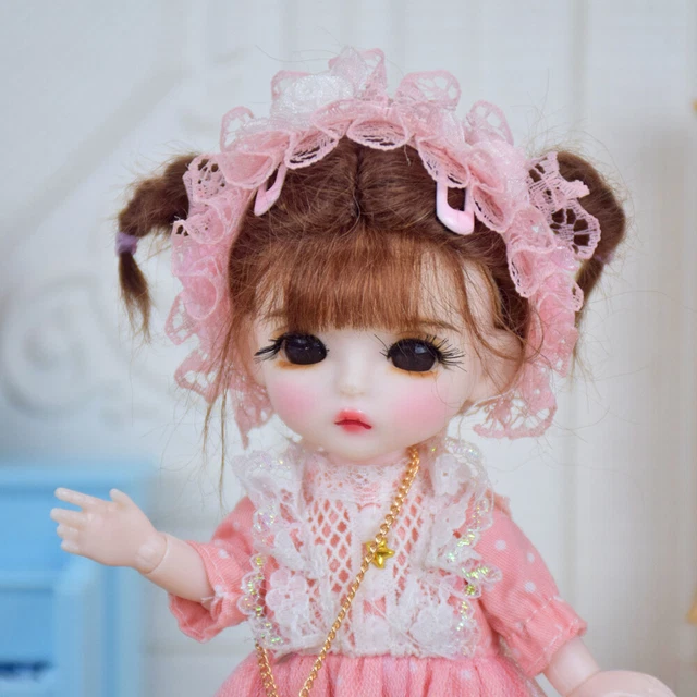 Bambola 1/8 BJD Carino regalo per bambini corpo 6 pollici + occhi + parrucca + scarpe + set completo abito 5