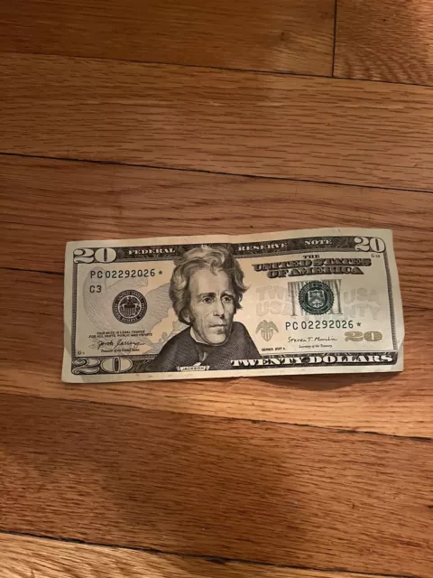 2017A 20 Dollar Bill Star Note. Low  Serial Number Federal Reserve