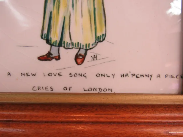 Vintage English Tile 6x6 Cries Of London Ceramic A NEW LOVE SONG PENNY APIECE 3