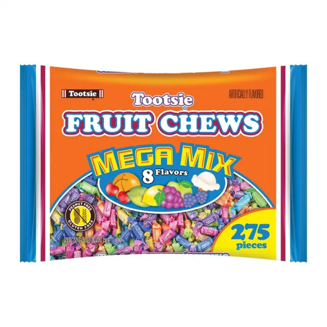 Tootsie Roll Fruit Chews Mega Mix 8 Flavors- 4 Pounds of Soft Fruity Rainbow -