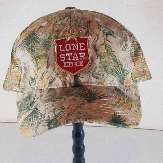 Lone Star Beer Hat Men Cactus Camouflage Adjustable Strap Back Mesh Cap Used