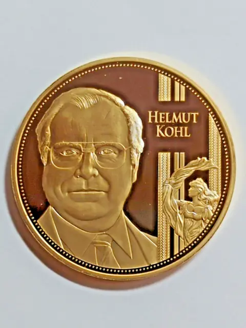 Medaille Helmut Kohl, Zeitzeugen d. 20.Jahrhunderts vergoldet 40mm        -276