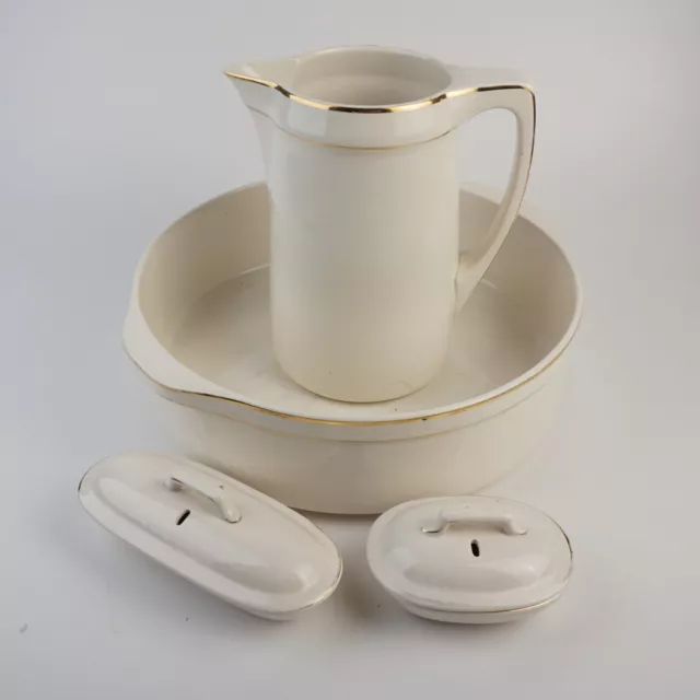 Alte Waschgarnitur Villeroy & Boch Dresden Krug Schale 2X Seifenablage mit Decke