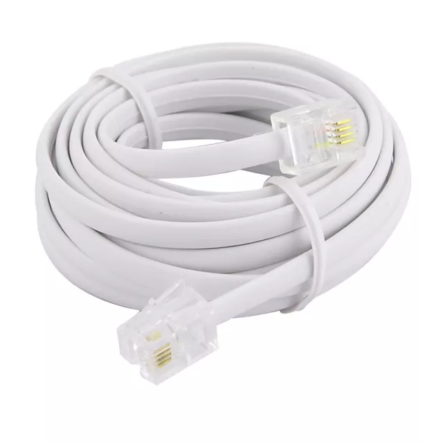 10Ft Telephone Male to Male RJ11 6P4C Plug Adapter Extension Cable Phone Wire